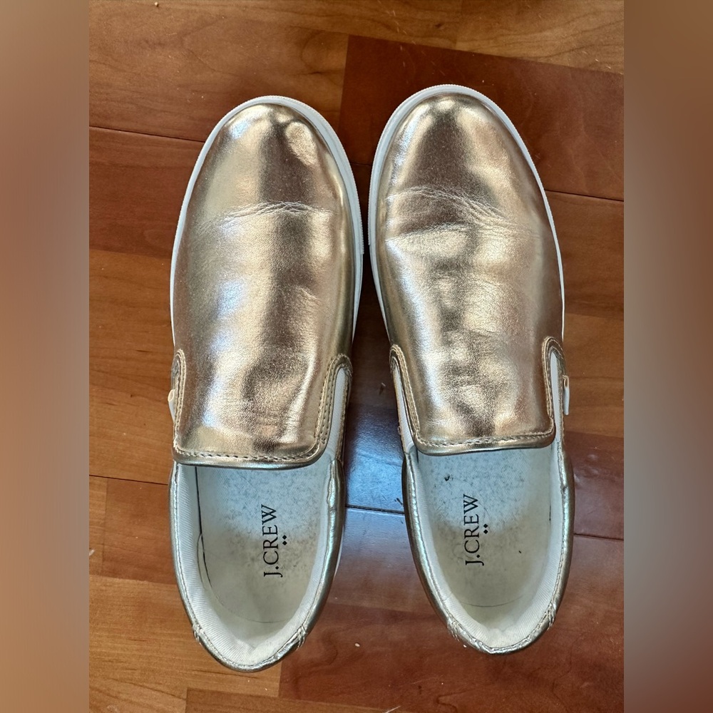 JCREW Gold Slip-on Sneakers